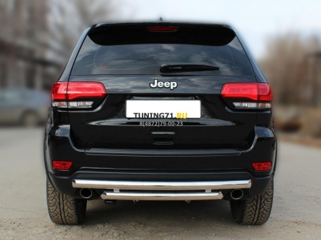 Jeep Grand Cherokee 2014-наст.вр.-Защита заднего бампера радиусная двойная d-60+60